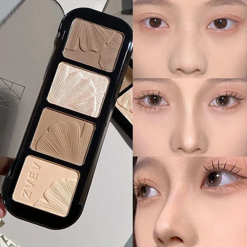 3D Contour & Highlighter Makeup Palette with Multiple Colors for Face Shading