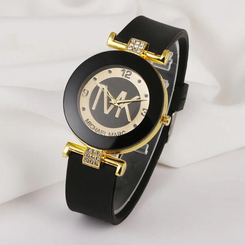 Casual Women's Quartz Watch with Silicone Strap and Round Dial