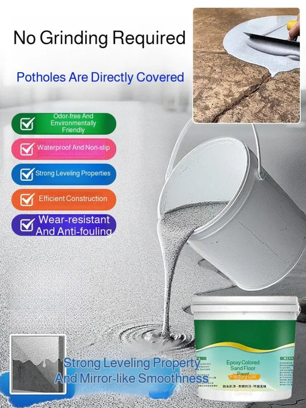 Marble-Look Epoxy Grout Floor Paint - Self-Leveling, Wear-Resistant, Anti-Slip Coating for Indoor & Outdoor Cement Floors