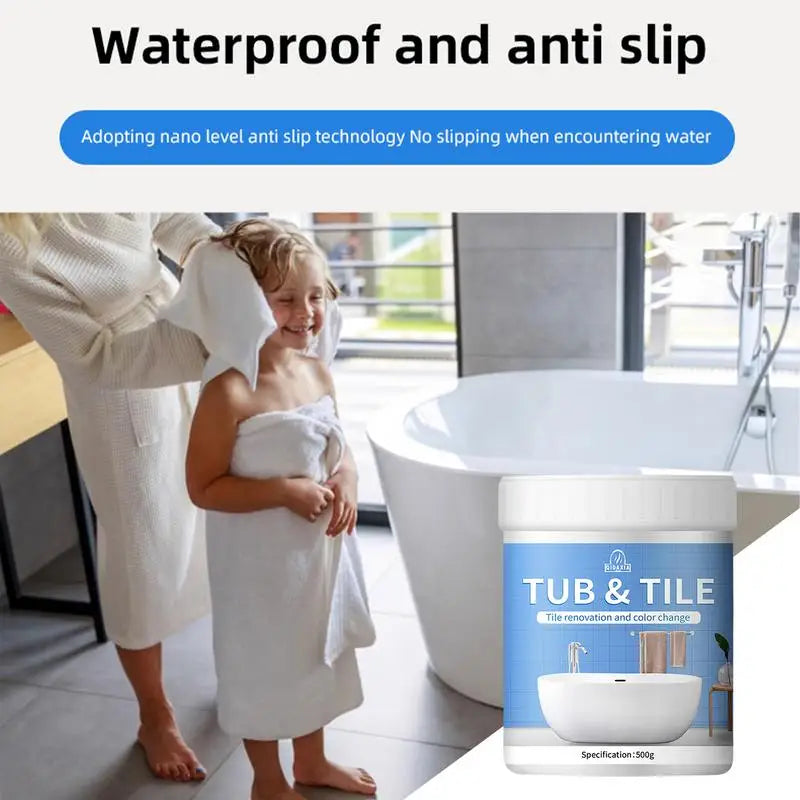 500g Water-Based Bathroom Tile Paint Kit Quick-Dry Refurbishing Set for Tiles & Sinks