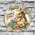 Country Style Wooden Wall Wreath Decoration with Rabbit Pattern - Home Decor