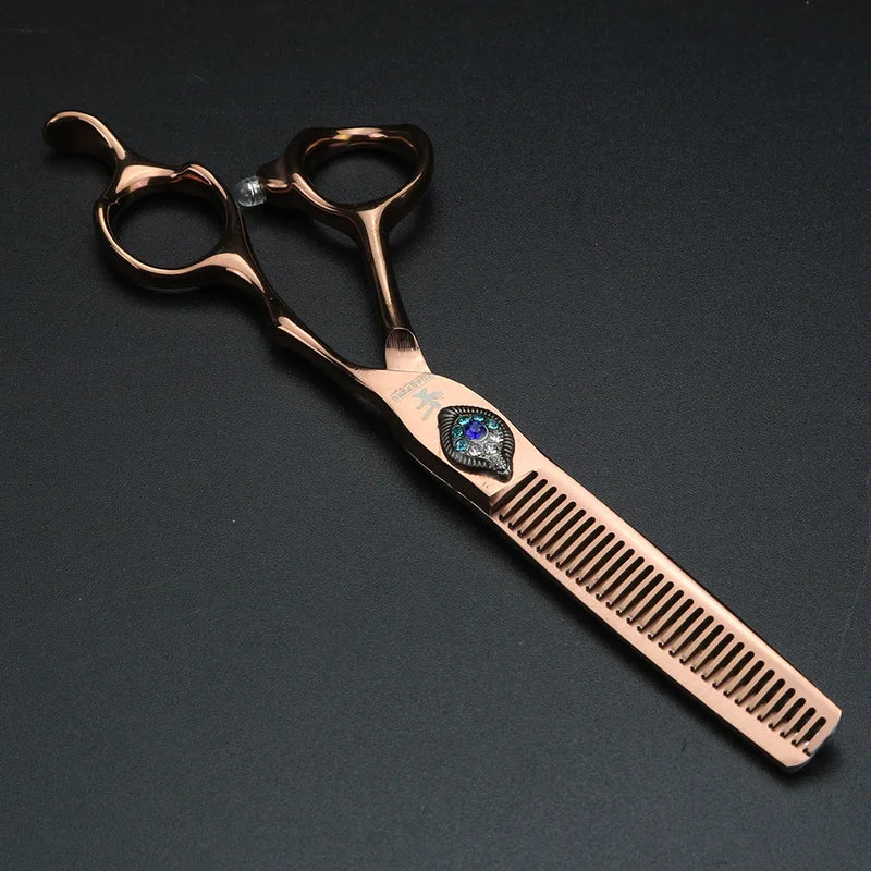 Professional 6-Inch Peacock Hair Cutting Scissors - Thinning & Styling Shears