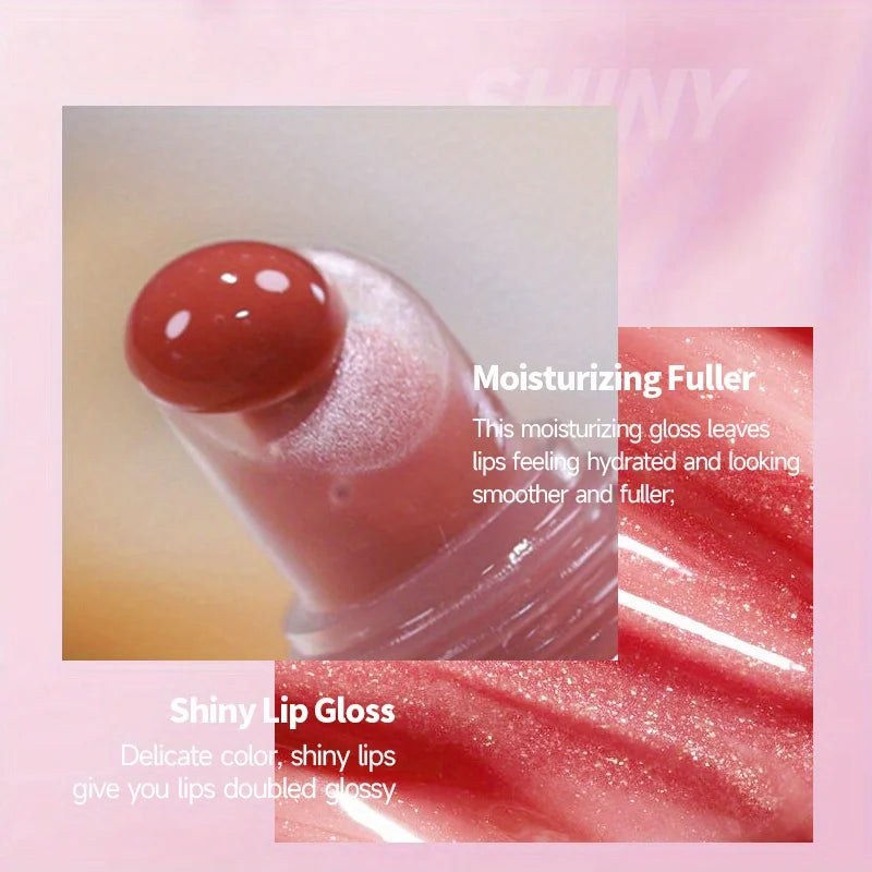 Shimmer Lip Oil Tinted for Fuller Lips Collagen Lip Gloss Moisturizing Lip Enhancer