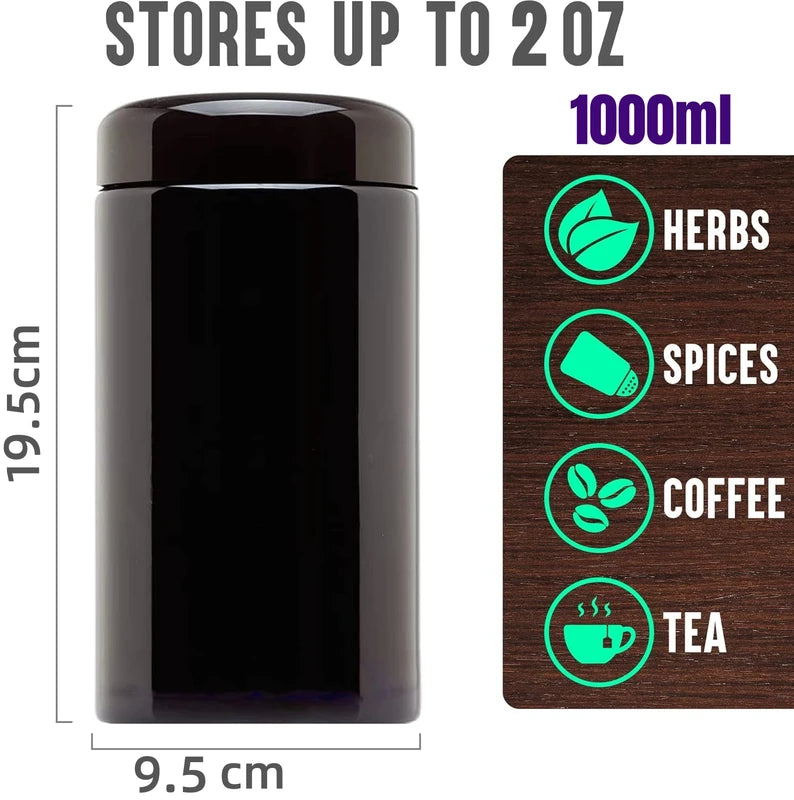 Airtight UV Glass Food Storage Container with Humidity Control, 1L