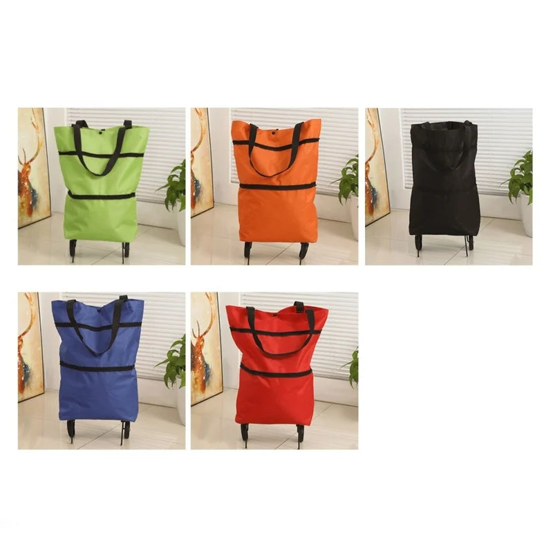 Foldable Shopping Cart Trolley with Wheels Waterproof Reusable Grocery Bag