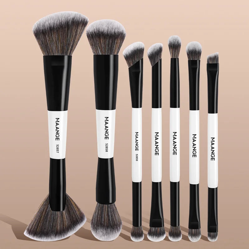 7Pcs Makeup Brush Set - Double Head Face & Eye Cosmetics Tools for Foundation Blush