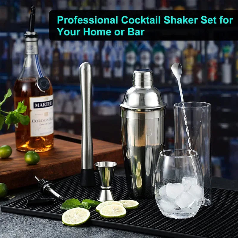 6/9pcs Stainless Steel Cocktail Shaker Bartending Barware Set with Storage Bag