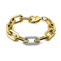 Fashion Women Chunky Chain Bracelets with Rhinestones - Stainless Steel Link Jewelry