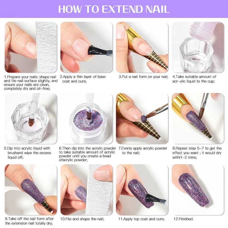 Acrylic Nail Kit with Liquid Monomer & Powder Set for DIY Nails & Extensions