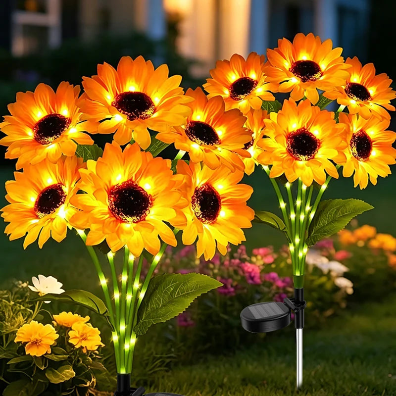 Solar Fairy Garden Lights Outdoor Waterproof Sunflower Stake Lights for Yard Patio Lawn Pathway