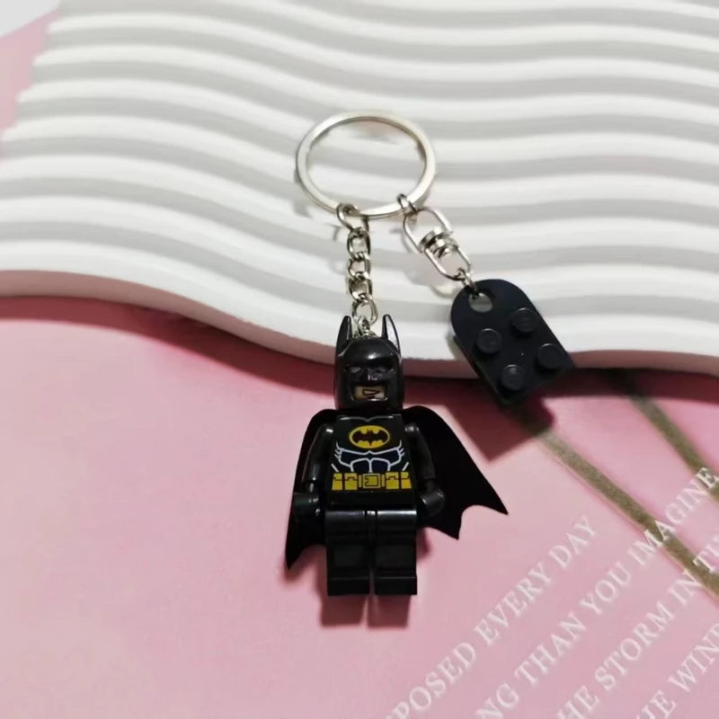 2pcs Cartoon Star Pink Black Bat Love Heart Building Block Pins Backpack Pendant Keychain Gift