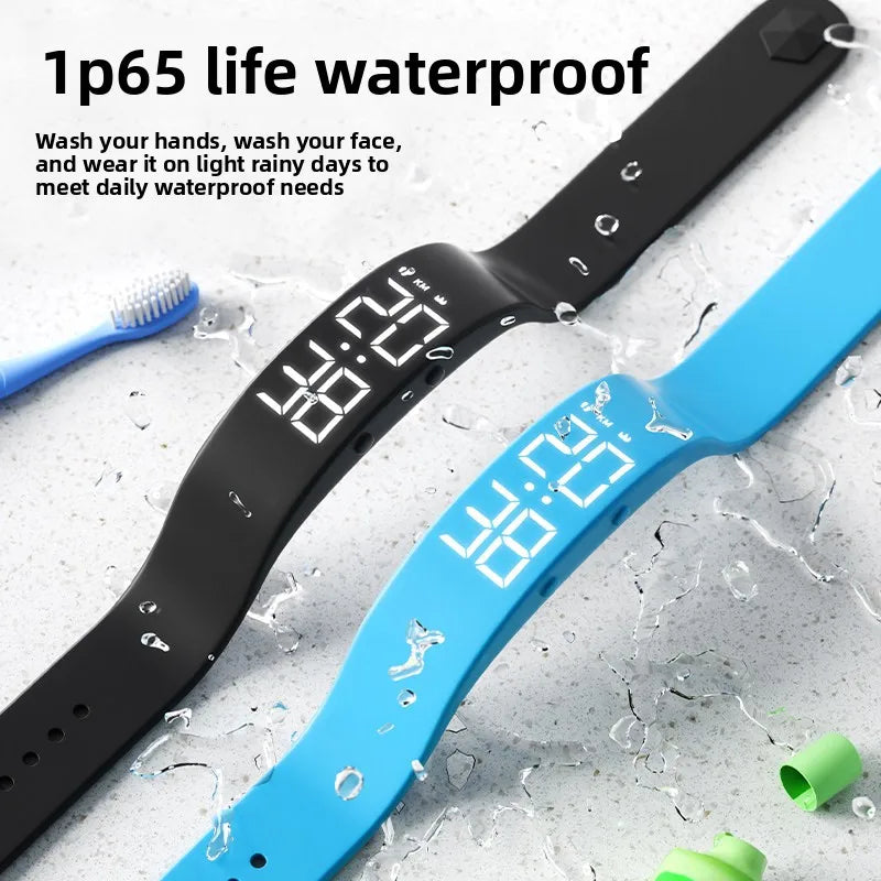 Unisex Digital Sport Watch Waterproof Silent Vibration Alarm Pedometer