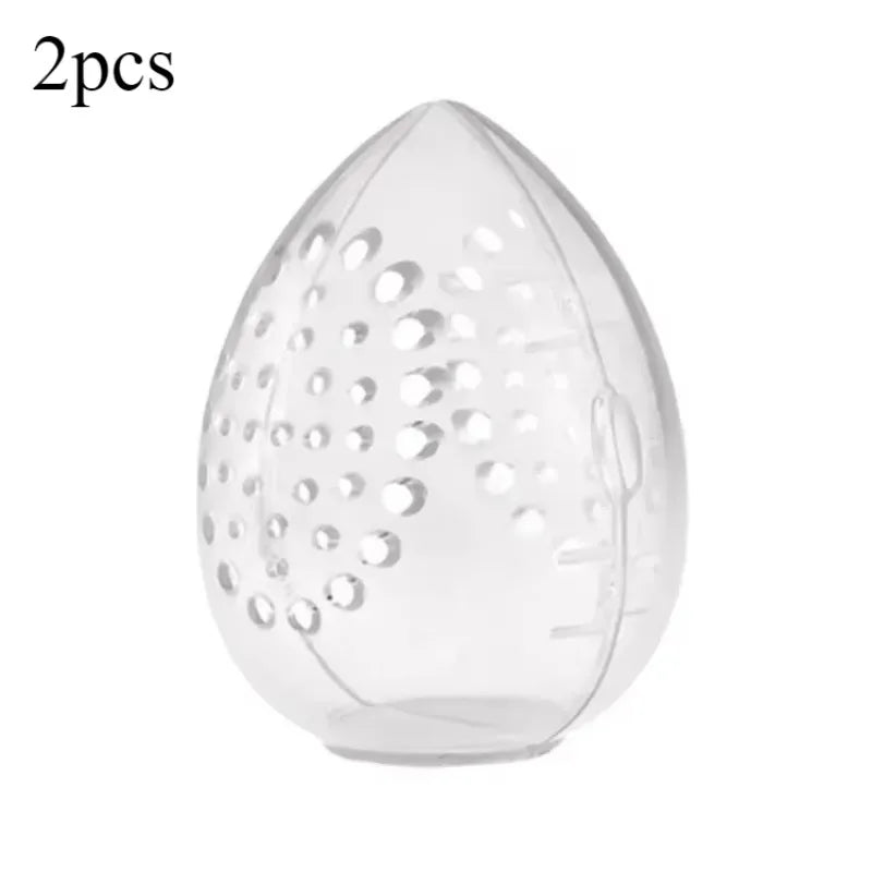 Travel Cosmetic Sponge Box Organizer Portable Egg-Shaped Plastic Case Pink White