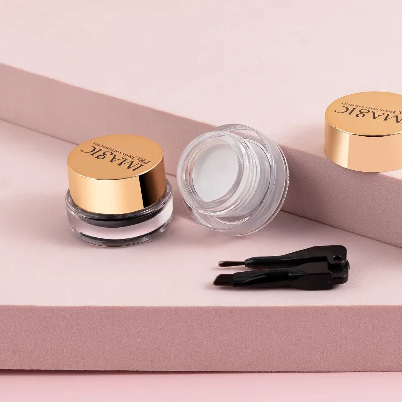 3-Color Waterproof Gel Eyeliner Set with Brush - Long-lasting, Quick Dry, Eye Makeup