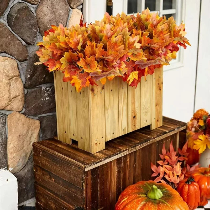 Artificial Autumn Maple Leaves 10Pcs Fall Leaf Stems for Thanksgiving & Halloween Decor