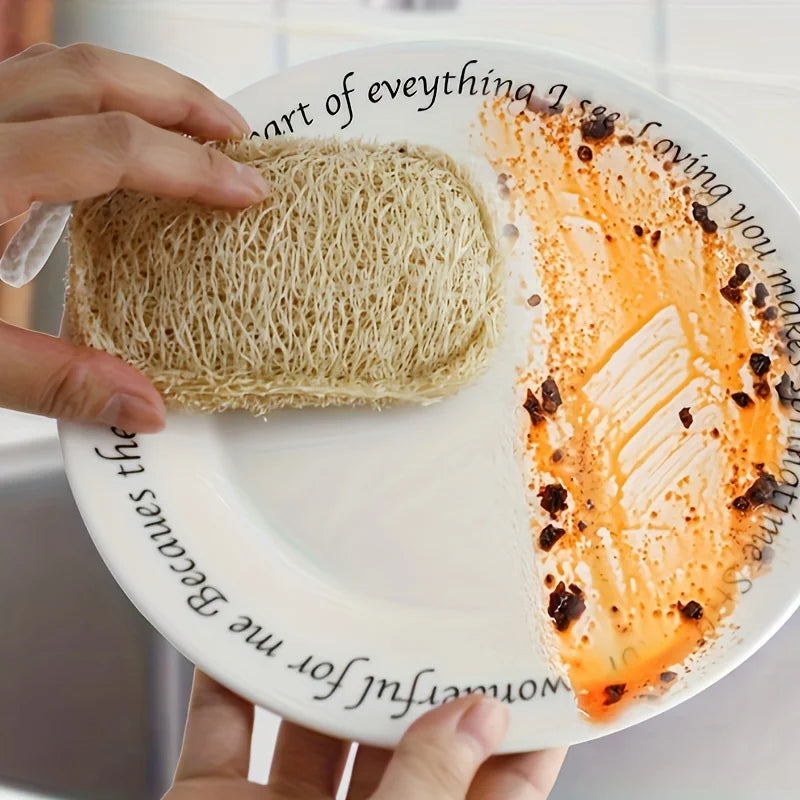 6PCS Dual-Layer Loofah Sponge Set for Exfoliating and Massage - Bath & Kitchen