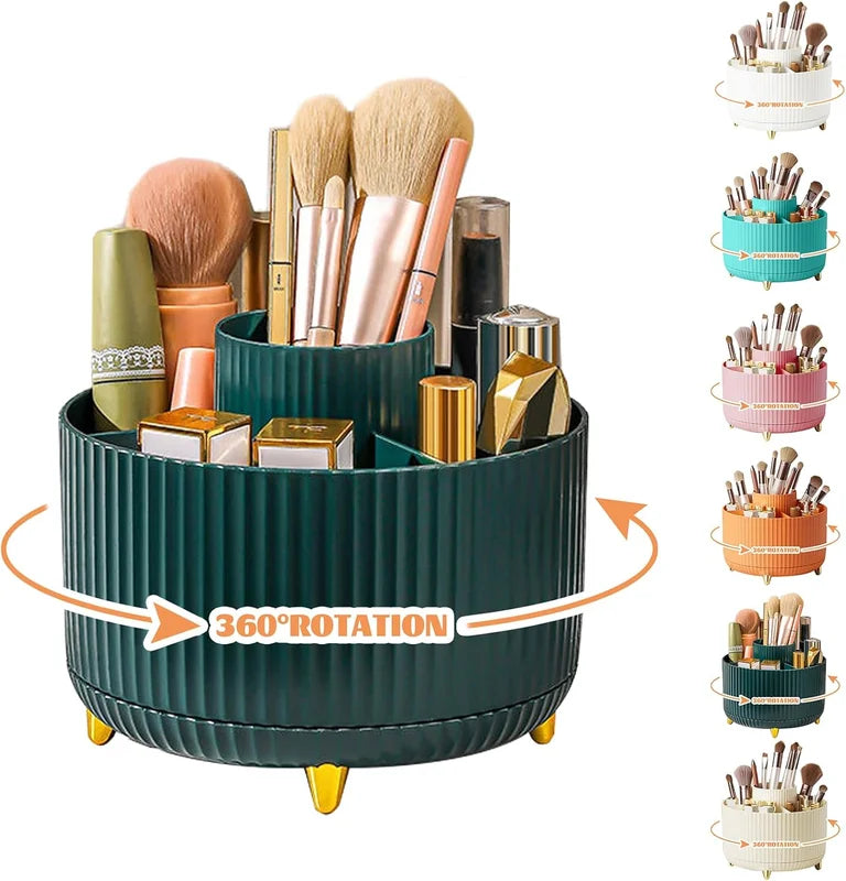 Rotating Makeup Brush Organizer 5 Slots Multi-Functional Desktop Storage