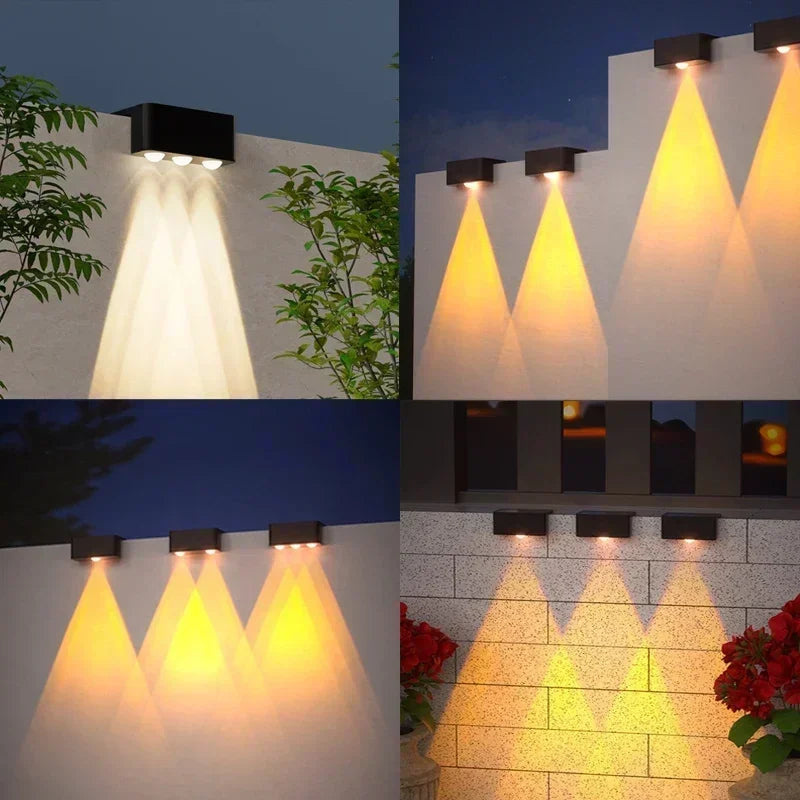 Solar Wall Lights Outdoor Waterproof Garden Pathway Fence Stair Lighting Set