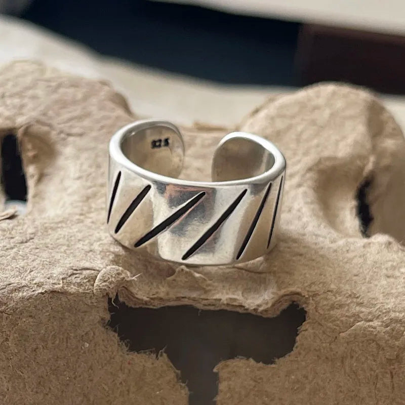 Adjustable Geometric Sterling Silver Rings for Women - Vintage Style Jewelry