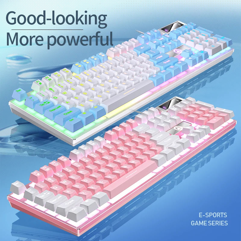 Mechanical Gaming Keyboard with RGB Backlit Wired 104 Keys for Desktop & Laptop
