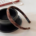 Elegant Plaid Bezel Hairband for Women Retro Headband Girls Vintage Hair Accessories