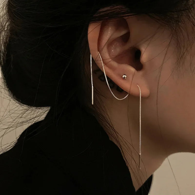 Minimalist Long Tassel Drop Earrings for Women - Korean Fashion Jewelry