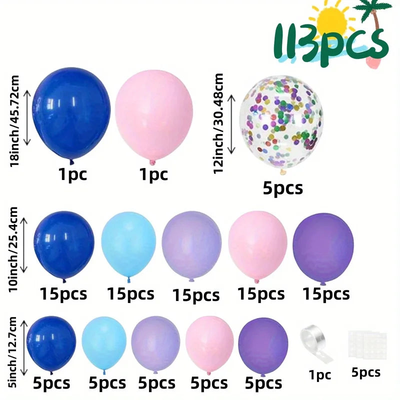 114pcs Ocean-Themed Latex Balloon Kit for Party Birthday Home Decor