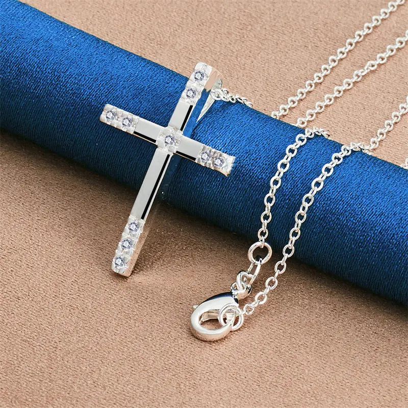 Sterling Silver Cross Pendant Necklace 16-30 Inch Women's Jewelry Gift