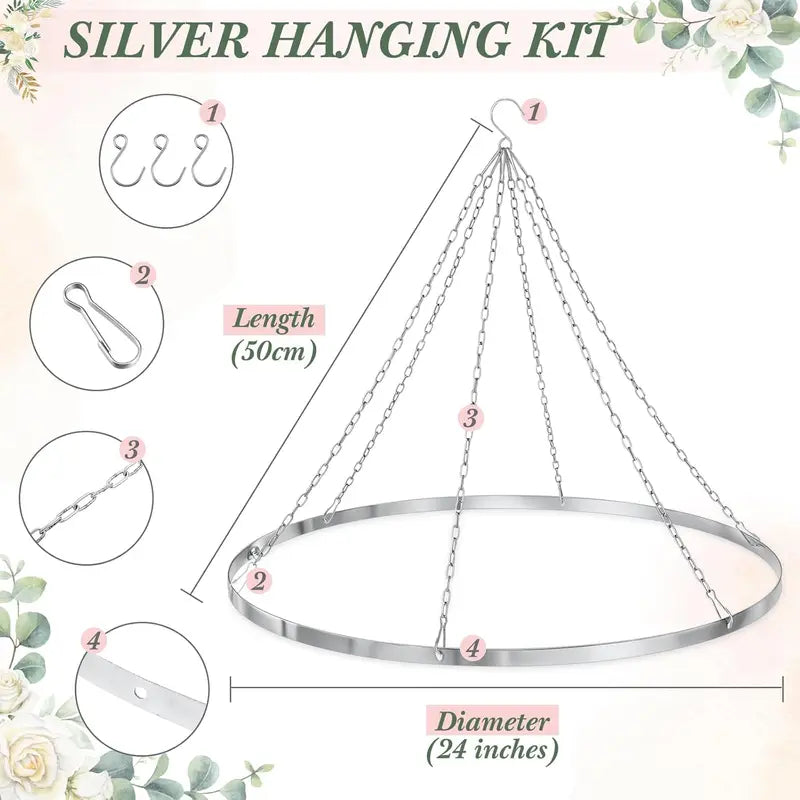 12/24 Inch Silver Metallic Ceiling Drape Kit for Weddings & Events - Hardware Included