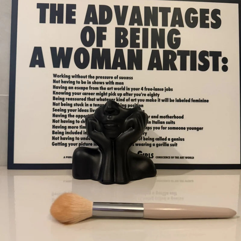Human Face Makeup Brush Holder Desktop Organizer Vase for Cosmetics & Eyebrow Pencils
