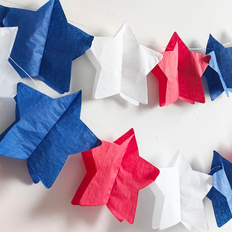 Patriotic Paper Garland 3M Red White Blue 4th of July Independence Day Decoration