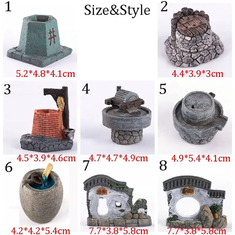 Resin Miniature House Figurines for Home Decor Fairy Garden Bonsai Micro Landscape