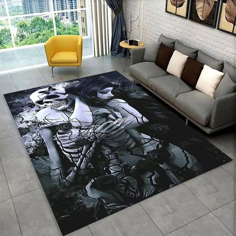 Gothic Skull Dead Girl Horror Area Rug Non-slip Floor Mat for Bedroom Living Room