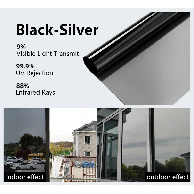 Privacy Window Film Reflective Mirror One Way Car Glass Tint UV Protection Rolls