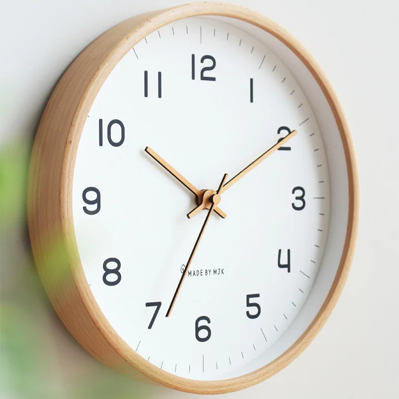 12-Inch Modern Japanese Style Wooden Wall Clock - Silent Quartz Home Decor