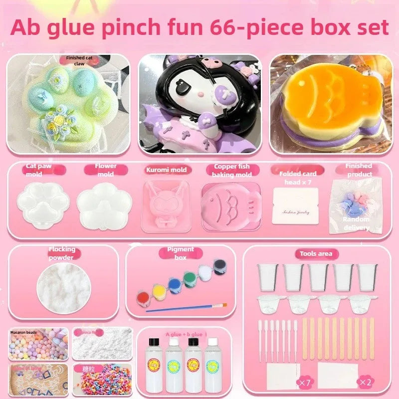 DIY Squishy Kit Set Liquid Gel for Kawaii Cat Claw Cartoon Characters
