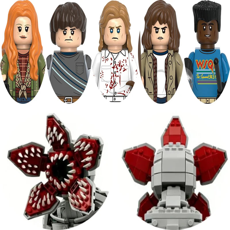 Set of 4 Halloween Demogorgon & Character Building Blocks Toy Set - Interlocking Bricks for Kids