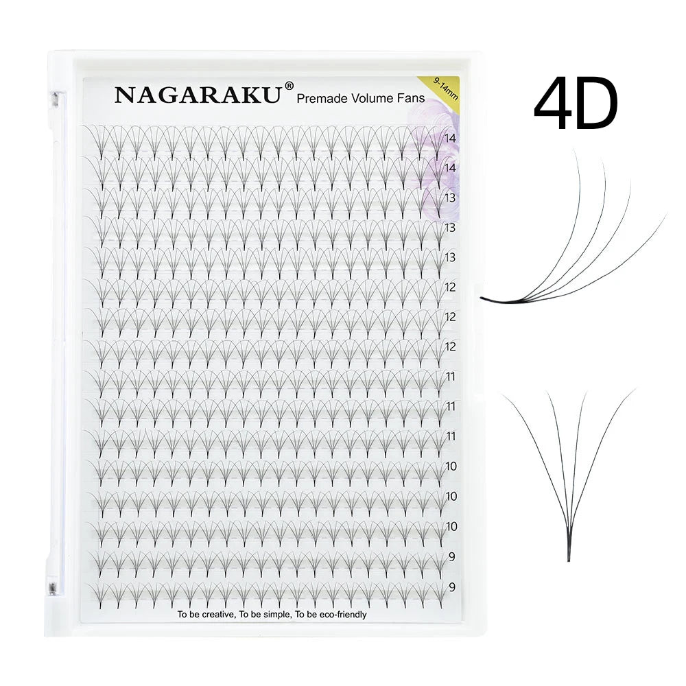 Premade Lash Fans Eyelash Extensions - Pointy Base, 4D-10D Mix, Natural Look