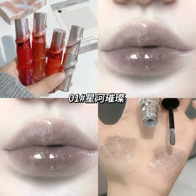 Glossy Lip Stain & Lip Gloss with Sheer Nude Finish - Hyaluronic Plumping Effect