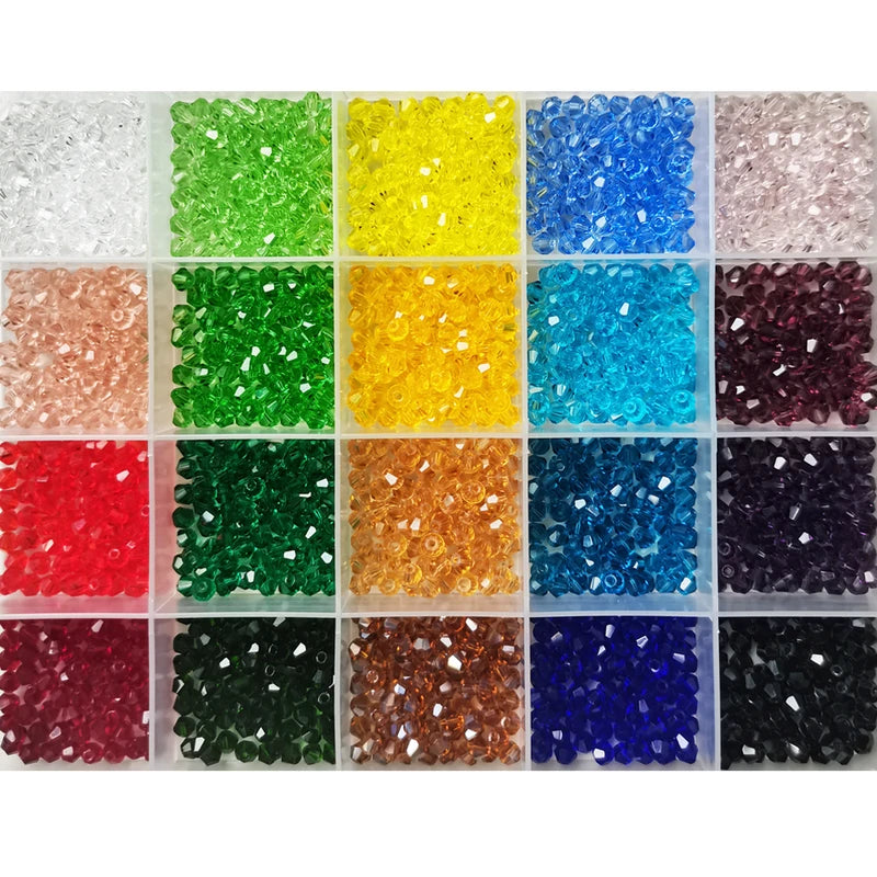 Bicone Crystal Beads Set for Jewelry Making - Multi-Size Irregular Glass Beads with Storage Case