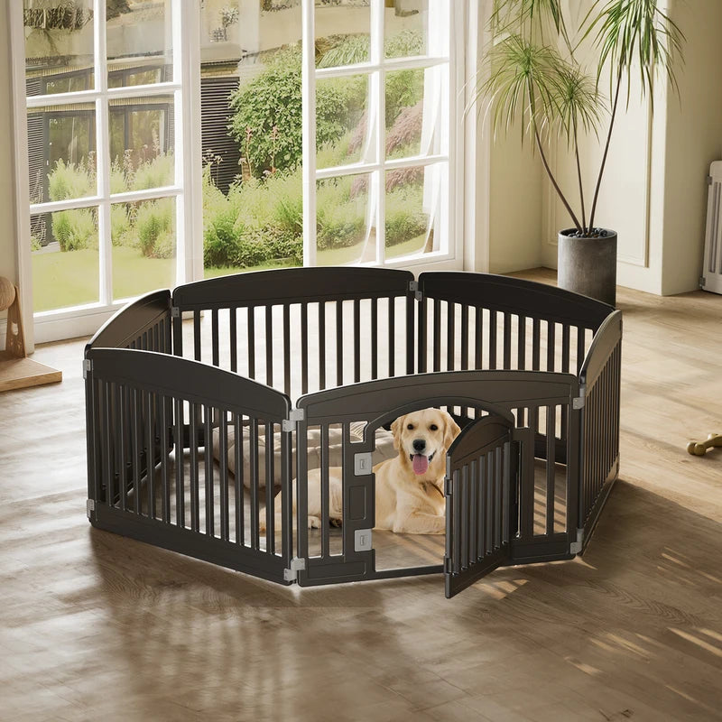 Expandable Dog Playpen 6 Panels - Portable Indoor Outdoor Pet Fence for Medium Dogs