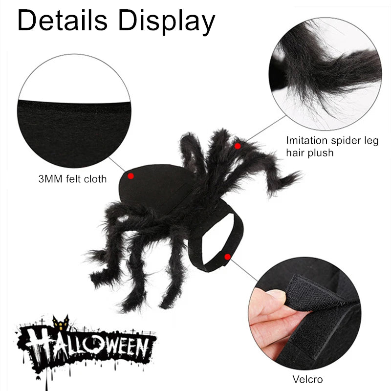 Halloween Pet Costume Spider Outfit for Small & Medium Dogs & Cats - Funny Cosplay