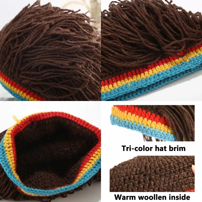 Unisex Synthetic Dreadlock Wig Beanie Cap Handmade Crochet Headwear for Cosplay and Party
