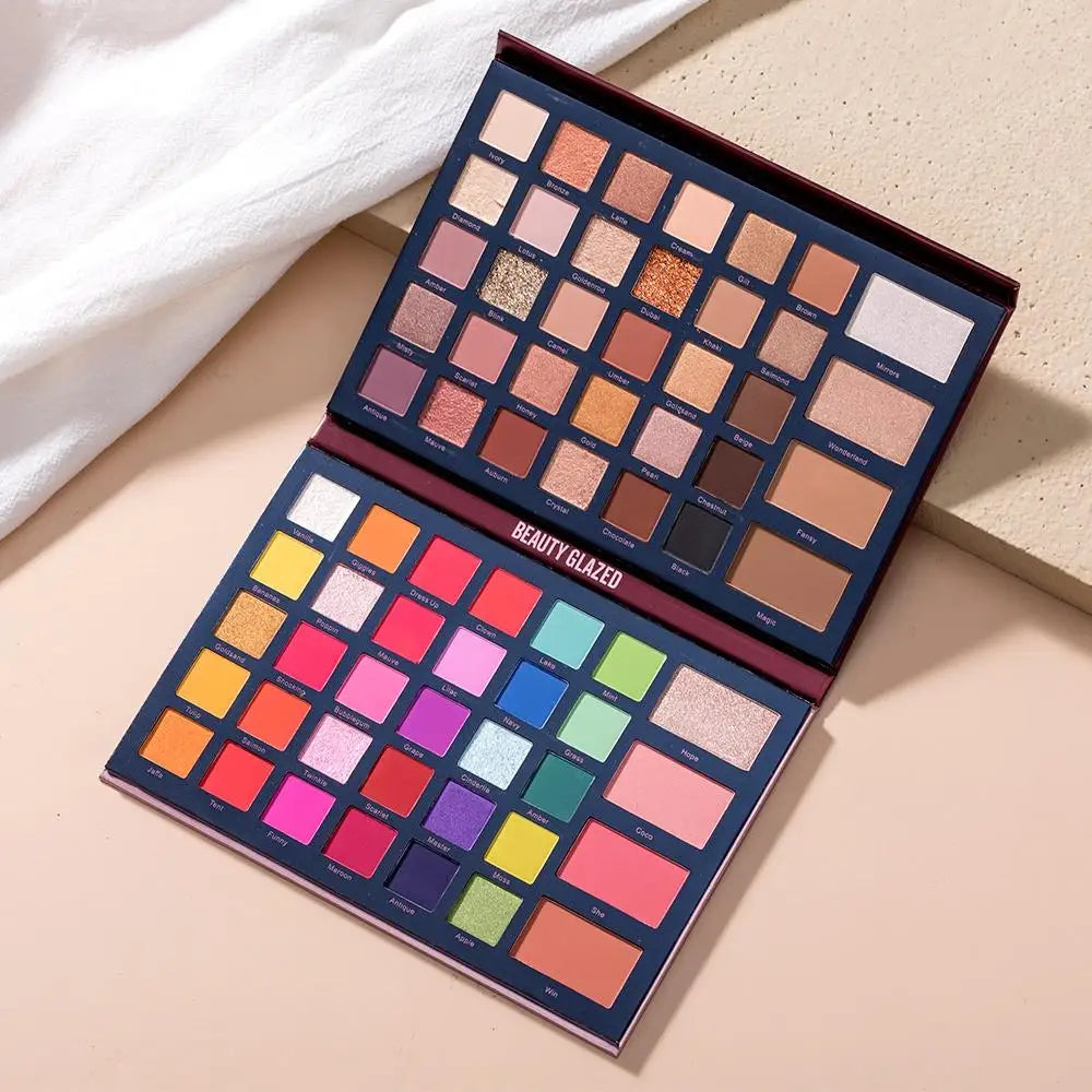 68 Color Waterproof Eyeshadow Palette with Highlighter Blush & Contour
