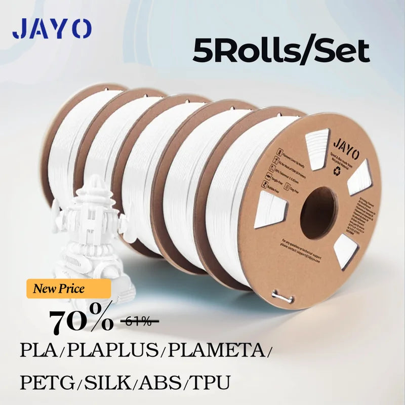3D Printer Filament Set PLA PETG Silk Wood Marble 1.75mm 5 Rolls 1.1KG