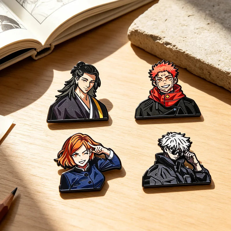 Anime Enamel Pins Set Satoru Gojo & Nobara Kugisaki Cartoon Character Brooches for Backpack
