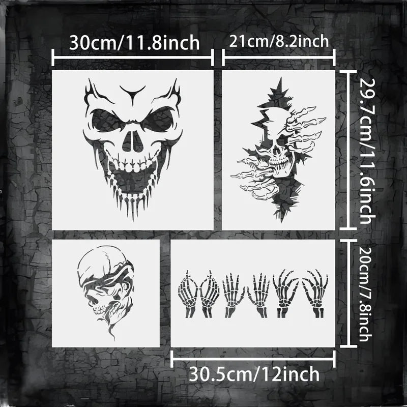13PCS Skull Stencil Set for Wall Fabric Canvas DIY Halloween Decor