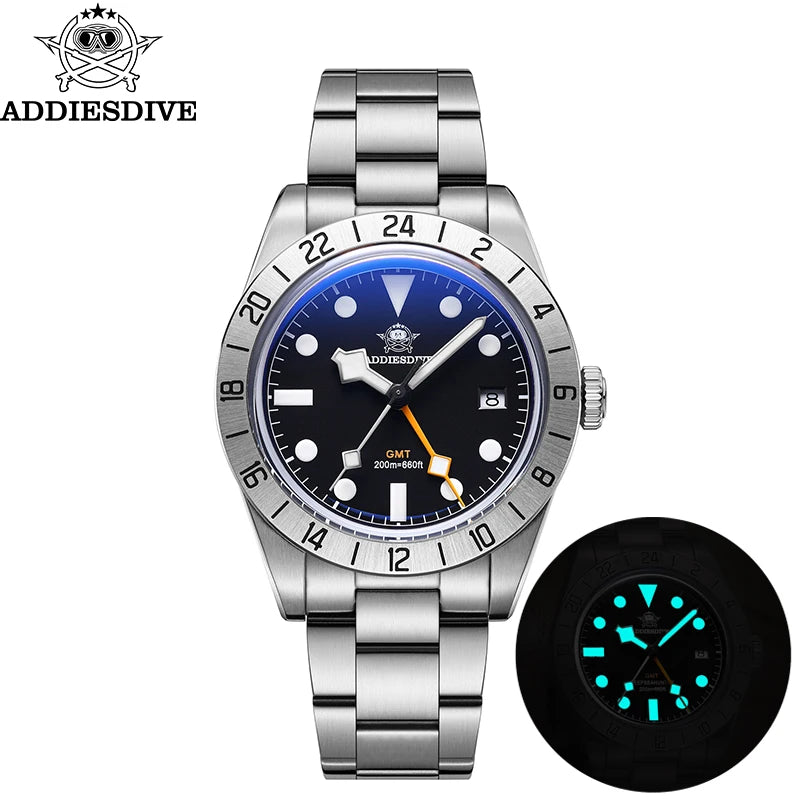 39mm Quartz GMT Sport Watch Men Waterproof Luminous Bubble Mirror
