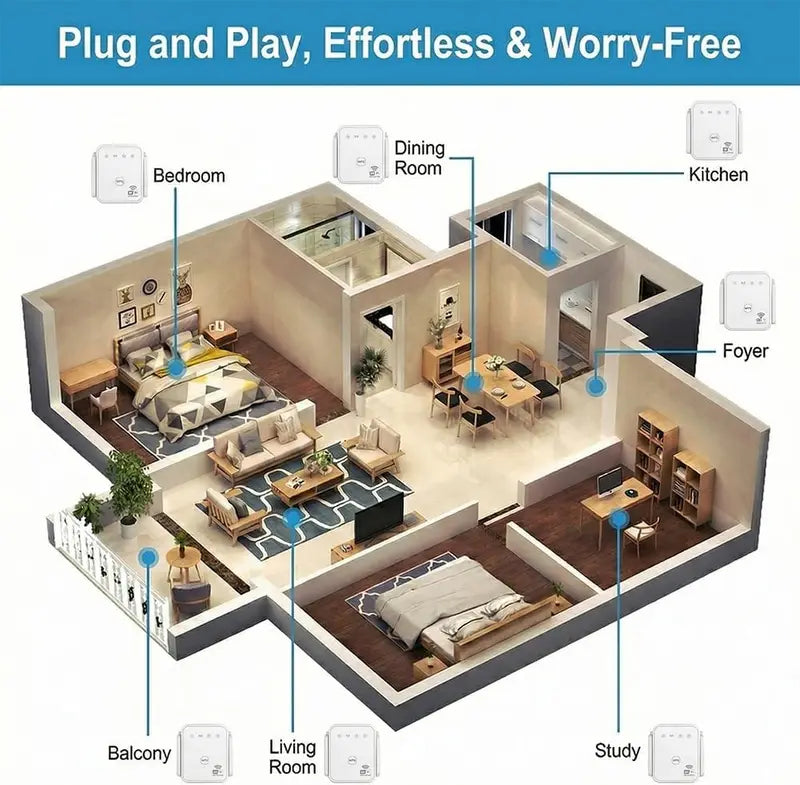 WiFi Signal Booster Extender 300Mbps Wall-Penetrating Repeater with Ethernet Port