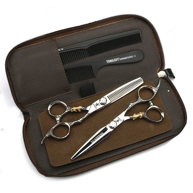 Professional 6-Inch Hair Cutting Scissors Set - Japanese 440C Thinning & Styling Shears